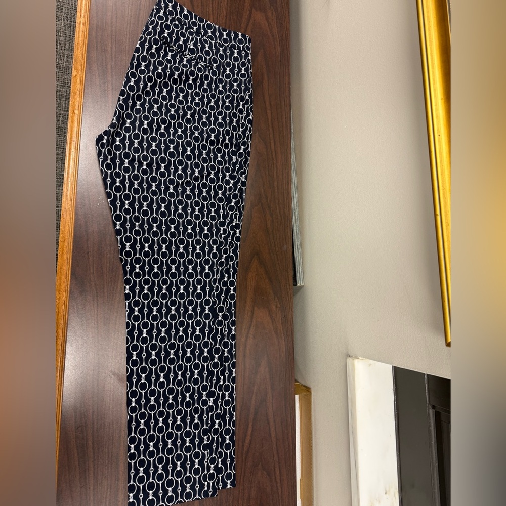 Lauren Ralph Lauren Black and White Chain Print Pants